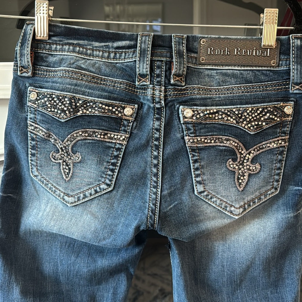 Rhinestone 27 Rock Revival Straight Leg Denim Jeans
